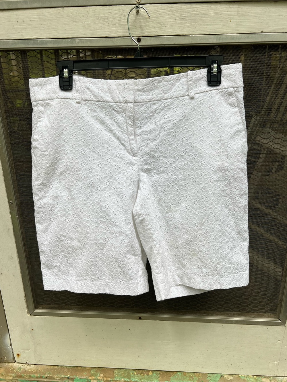 Ann Taylor White Eyelet Bermuda Shorts